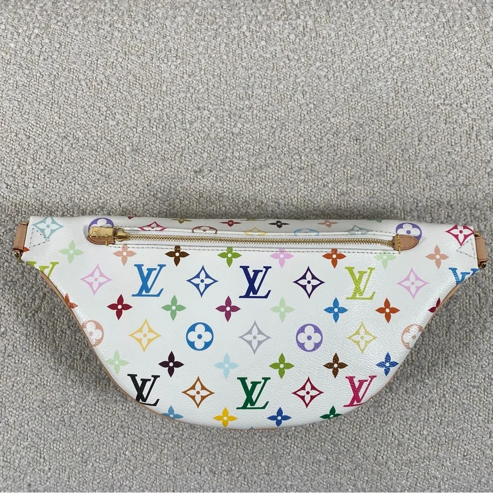 Louis Vuitton White Multicolor Monogram Crossbody Bumbag with Tan Trim - Picture 7 of 16